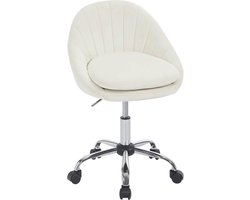 Ergonomische Bureaustoel - Fluwelen Bureaustoel - Draaibare Computerstoel - Dubbel Kussen - In Hoogte Verstelbaar - 52cm x (72-82cm) x 52cm - Roze/Grijs/Beige