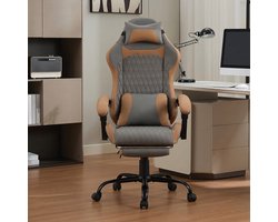Ergonomische Bureaustoel / Gamingstoel - Bureaustoel - Ergonomische stoel - Proteïne leer - Voetensteun - Stille wielen - Home office - 83x56x24cm
