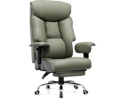 Ergonomische Bureaustoel – Gamingstoel – Kantoorstuhl – Werkstoel – Draaistoel – Extra Stevig Tot 180 Kg – Verstelbare Rugleuning Met Voetensteun – PU Leder Groen