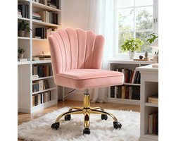 Ergonomische bureaustoel in fluweel met verstelbare hoogte en gouden poten - tot 135 kg belastbaar, blauw (roze)