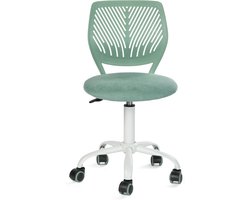 Ergonomische Bureaustoel – In Hoogte Verstelbaar, Draaibaar, Armloos met Mesh Rugleuning – Morandi Aqua Stof – Werkstoel voor Thuis & Kantoor