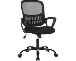 Ergonomische Bureaustoel - Kantoorstoel, Bureaustoel, Computerstoel, Office Chair - Volwassenen - Mesh rugleuning - Verstelbare hoogte en kantelfunctie - Biedt lumbale ondersteuning - Opbergmand - Zwart