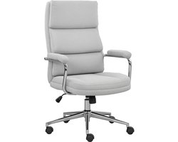 Ergonomische bureaustoel lichtgrijs – verstelbare hoogte 46-54 cm, draaibaar, kantelbaar, linnen stof, rollend, comfortabele rugsteun, 120 kg