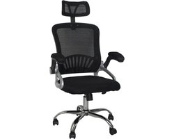 Ergonomische Bureaustoel - Linnen - Met hoofdsteun - Zwart - Tot 200kg