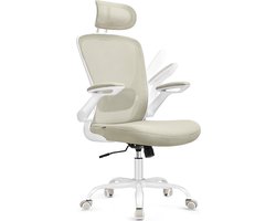 Ergonomische Bureaustoel - Mesh - Cappuccino Beige - Kunststof schuim - Nylon Staal - 64cm x 64cm x (115-130cm)
