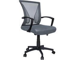 Ergonomische bureaustoel met armleuning en rugsteun - Mesh stoel voor thuiskantoor grijs