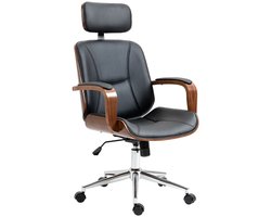 Ergonomische Bureaustoel met Hoge Rugleuning & Afneembare Hoofdsteun - Kantelbare Rugleuning - in Hoogte Verstelbaar - Kantoorstoel - Directiestoel - Gamestoel - Volwassenen Stoel - Computerstoel - Zwart