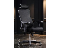 Ergonomische Bureaustoel met Hoge Rugleuning – Verstelbare Lendensteun, Hoofdsteun & Opklapbare Armleuningen – Ademende Netstof Comfort Stoel voor Kantoor & Thuis – 360° Draaibaar – Zwart – Mobili Bella