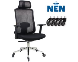 Ergonomische Bureaustoel met Hoofdsteun - Bureaustoelen voor Volwassenen - Office Chair - Game Gaming Stoel - Kantoorstoel - Volledig Verstelbaar - Incl. Anti kras wielen geschikt voor harde & zachte vloeren