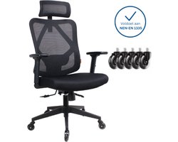 Ergonomische Bureaustoel met Hoofdsteun - Office Chair - Gamestoel - Kantoorstoel - Volledig Verstelbaar - Incl. 3D-verstelbare Armleuningen & Verstelbare Lendensteun Incl. Stille Anti-kras wielen harde/zachte vloeren