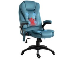 Ergonomische Bureaustoel met Massagefunctie & Verwarming - In Hoogte Verstelbaar - Max. kanteling 130° - 360° Draaibaar - Kantoorstoel - Gamestoel - Volwassenen Stoel - Directiestoel - Computerstoel - Blauw