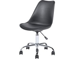 Ergonomische bureaustoel met polypropyleen materiaal en 5 draaibare wielen - gevoerde zitting van hoge dichtheid schuim - ideaal voor slaapkamer, kantoor, thuis - zwart