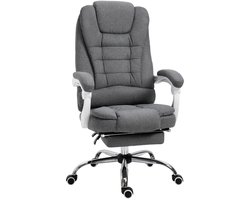 Ergonomische Bureaustoel met Uitklapbare Voetensteun & Hoge Rugleuning - In Hoogte Verstelbaar - Max. kanteling 135° - 360° Draaibaar - Kantoorstoel - Gamestoel - Volwassenen Stoel - Directiestoel - Computerstoel - Grijs