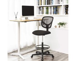 Ergonomische Bureaustoel met Verstelbare Hoogte en Voetensteun – Comfortabele Draaistoel voor Thuis, Kantoor en Studio – Zonder Armleuningen, Zwart Industrialhome