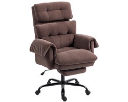 Ergonomische Bureaustoel met Voetensteun - 135° Kantelbare Rugleuning - 360° Draaibaar - in Hoogte Verstelbaar - Kantoorstoel - Gamestoel - Volwassenen Stoel - Computerstoel - Bruin