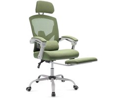 Ergonomische Bureaustoel met Voetensteun - Directiestoel / Netbespannen Office Chair - Verstelbare Hoofdsteun & Lendensteun - 125 kg Draagvermogen