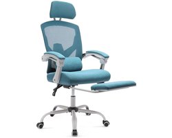 Ergonomische Bureaustoel met Voetensteun - Directiestoel / Netbespannen Office Chair - Verstelbare Hoofdsteun & Lendensteun - 125 kg Draagvermogen