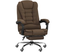 Ergonomische bureaustoel met voetsteun - luxe gestoffeerde directiestoel - linnen - in hoogte verstelbaar - hoge rugleuning die achterover kan worden gekanteld