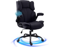 Ergonomische Bureaustoel Met Wielen En Armleuningen – Verstelbare Directiestoel Tot 150 Kg – Comfortabele Werkstoel Voor Thuis Of Kantoor – Zwart