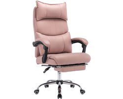 Ergonomische bureaustoel - PU leer - directiestoel - in hoogte verstelbaar - 360° draaibaar - dubbele verstelbare lendensteun - Roze