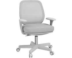 Ergonomische Bureaustoel Schreibtischstoel Draaistoel Hoogte Verstelbaar 55x48x82,5-94,5 cm Grijs Polyester Mesh Rugleuning Comfort Stoel Met Veiligheidswielen 360° Roterend Belastbaar 120 kg Home Office Computerstoel