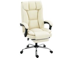 Ergonomische bureaustoel, verstelbare bureaustoel met voetsteun, in hoogte verstelbaar, 360° draaibaar, beige