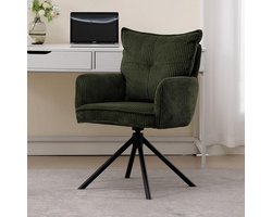 Ergonomische bureaustoel voor kantoor – Ribfluweel, 360° draaibaar, gevoerd, metalen poten – Groen