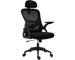 Ergonomische Bureaustoel Zwart met Verstelbare Hoogte en Inklapbare Armleuningen