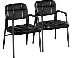 Ergonomische Bureaustoelen zonder Wielen voor Vergaderingen en Wachtkamers - Zwart, Kunstleer, Draagvermogen 135 kg