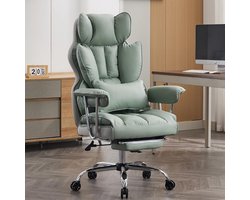 Ergonomische Directiestoel 200 Kg - PU Leren Bureaustoel Met Hoge Rugleuning - Verstelbare Computerstoel Met Voetensteun En Lendensteun - Luxe Kantoorstoel - Zwart