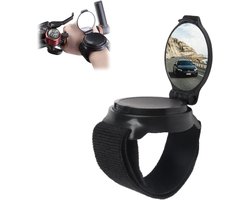 Ergonomische Fietsspiegel - 360° Verstelbare Pols Achteruitkijkspiegel - Universele Polsband met Bolle Glaslens - Optimale Veiligheid voor Wielrenners & Motorrijders - Brede Kijkhoek - Ademend Katoen - Veilig Fietsen - Zwart