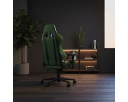 Ergonomische Gaming Stoel – Luxe Gamer Stoel met Voetsteun en Verstelbare Rugleuning – Comfortabele PC Stoel met Lendensteun & Hoofdkussen – Stoffen Bureaustoel 150 kg Draagkracht – Groen Zwart – Industrialhome
