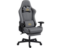 Ergonomische Gaming-Stoel Met 3D-armleuningen, Verstelbaar, Rolbare Bureaustoel Met Lendensteun, Grijs