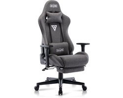 Ergonomische Gamingstoel met Voetensteun - Grijze Gaming Stoel met Dikkere Zitting en 3D-armleuningen