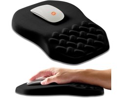 Ergonomische helling muis pad polssteun, polssteun muis pad geschikt voor het verlichten van pijn in de polsbuis, massage opknoping en langzaam bounce geheugen schuim (12x8 inch, zwart)
