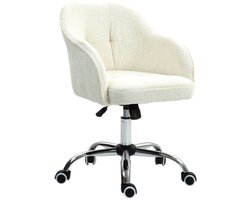 Ergonomische Homeoffice Bureaustoel Schreibtischstoel Draaistoel Hoogte Verstelbaar Met Wipfunctie Teddy Fluweel Look Creme Wit 56x61x76-86 cm Kuipstoel Comfort Stoel Zachte Schuimvulling 360° Roterend Belastbaar 120 kg Schlafzimmer Werkkamer Stoel
