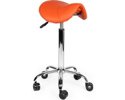 Ergonomische Kapperskruk Oranje op Wielen Hoog / zonder Voetsteun