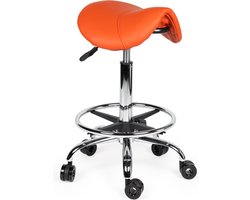 Ergonomische Kapperskruk Oranje op Wielen Standaard / met Voetsteun