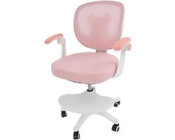Ergonomische Kinder Bureaustoel met Wieltjes en Verstelbare Armleuningen (Roze)