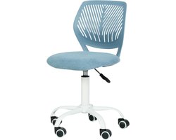 Ergonomische linnen bureaustoel zonder armleuning - in hoogte verstelbaar - voor thuiskantoor - lichtblauw