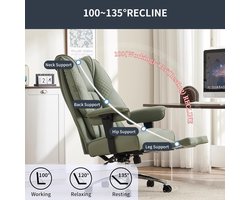 Ergonomische Luxe Bureaustoel met Hoge Rugleuning van PU Leer – Verstelbare Armleuningen, 360° Draaifunctie & Lendensteun – Comfortabele Directiestoel voor Thuis & Kantoor – 50,5 x 50 x 127 cm – Lichtgroen – Medahomestore