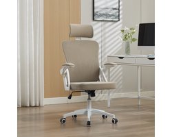 Ergonomische netbureaustoel - Verstelbare lendensteun - Verstelbare hoofdsteun - Hoge rugleuning - Thuis & kantoor gebruik - Ademend netmateriaal