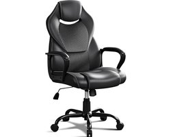 Ergonomische PU Bureaustoel 150kg – Directie & Gaming - Draaibaar Zwart