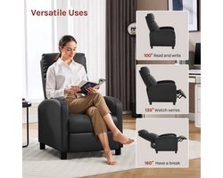 Ergonomische Relaxstoel - Fauteuil - Ligbed - Schommelstoel - Relaxfauteuil - Verstelbare Lounge Chair voor Woonkamer & Slaapkamer - Blauw Linnen