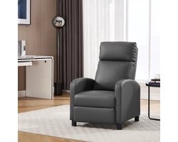 Ergonomische Relaxstoel - Fauteuil - Ligbed - Schommelstoel - Relaxfauteuil - Verstelbare Lounge Chair voor Woonkamer & Slaapkamer - Donkergrijs Leer