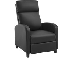 Ergonomische Relaxstoel - Fauteuil - Ligbed - Schommelstoel - Relaxfauteuil - Verstelbare Lounge Chair voor Woonkamer & Slaapkamer - Zwart Leer