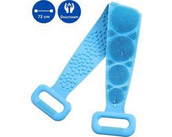 Ergonomische - Rug scrubber – Dubbelzijdig Design - Doucheborstel – Lichaamsborstel – Massageborstel - Loofah – Rugborstel - Extra Lang – 72 cm – Zachte Borstels – Oneindig Herbruikbaar – Spons – Blauw