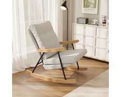 Ergonomische schommelstoel van katoen-linnen met geïntegreerde rug- en zitkussen, comfortabel en stijlvol ontwerp dat het lichaam ondersteunt