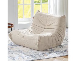 Ergonomische Suède Bonenstoel met 5-Punt Lichaamsondersteuning & Multifunctioneel Ontwerp-Wit