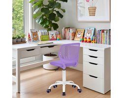 Ergonomische verstelbare kinderstoel voor bureau, kleurrijke jeugdstoel met armleuningen en 5 wielen, geschikt voor kinderen van 3-10 jaar